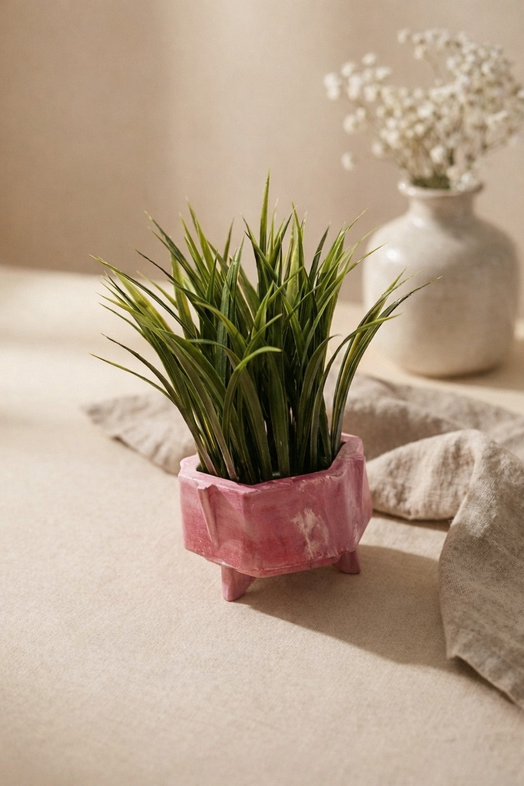 Macetero Hexagonal Rosa Pastel para Suculentas o Plantas Pequeñas