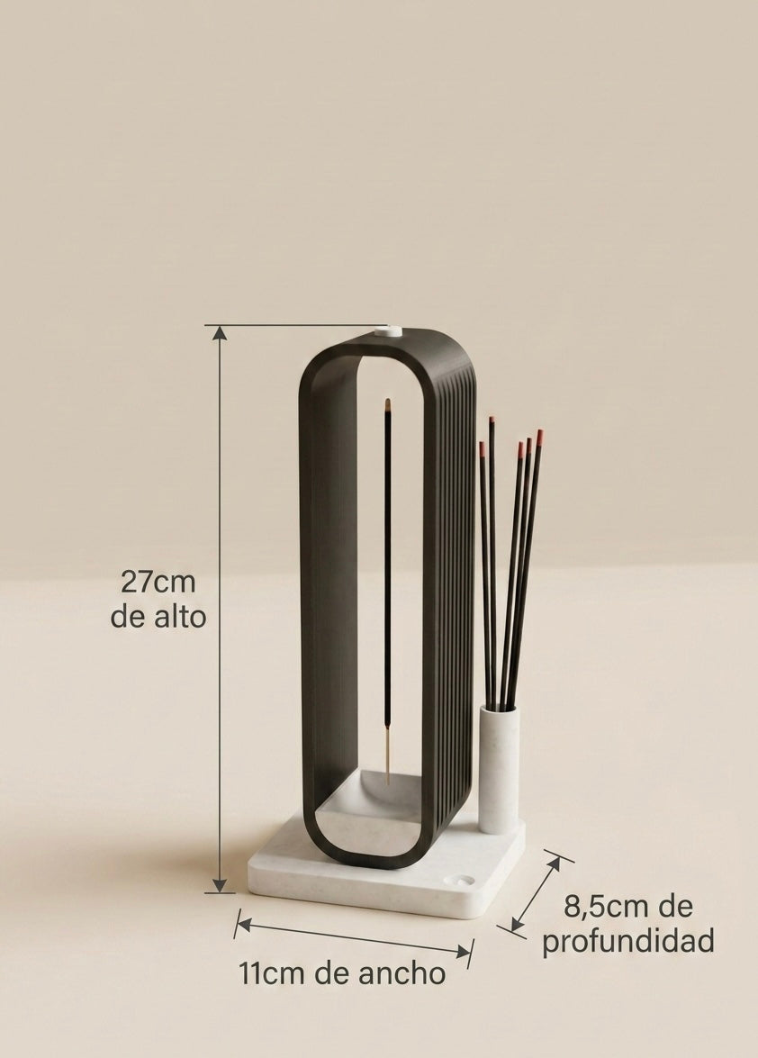 Porta Incienso Minimalista "Zenith" | Diseño Invertido con Recogecenizas