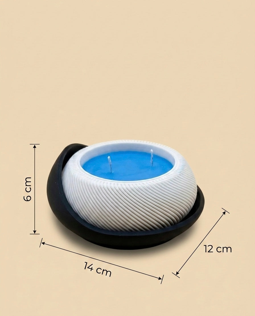 Vela Aromática Minimalista con Base Decorativa – Diseño Moderno y Relajante