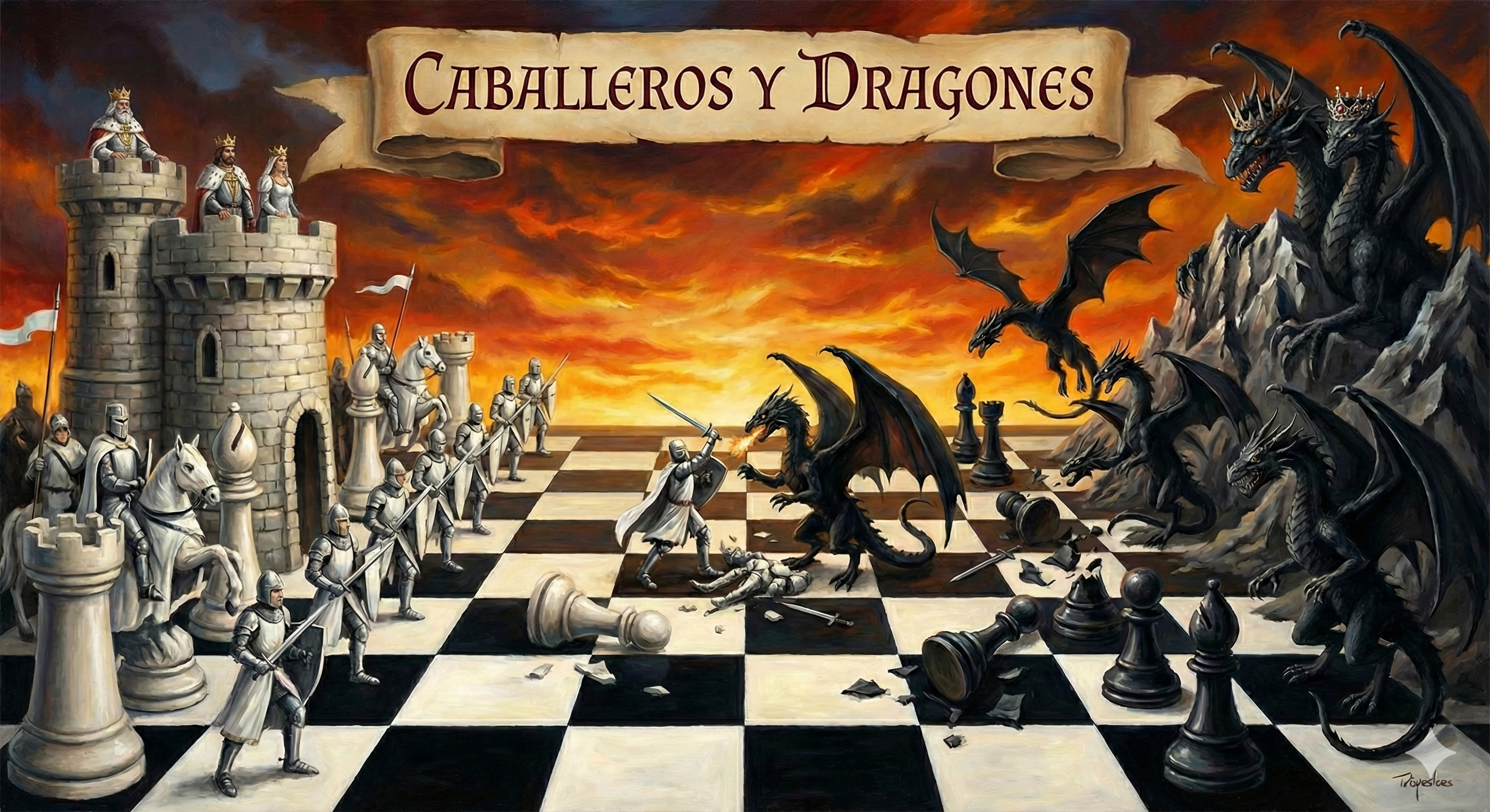 Ajedrez Fantasía Épica – Caballeros y Magos vs Dragones 🐉♟️