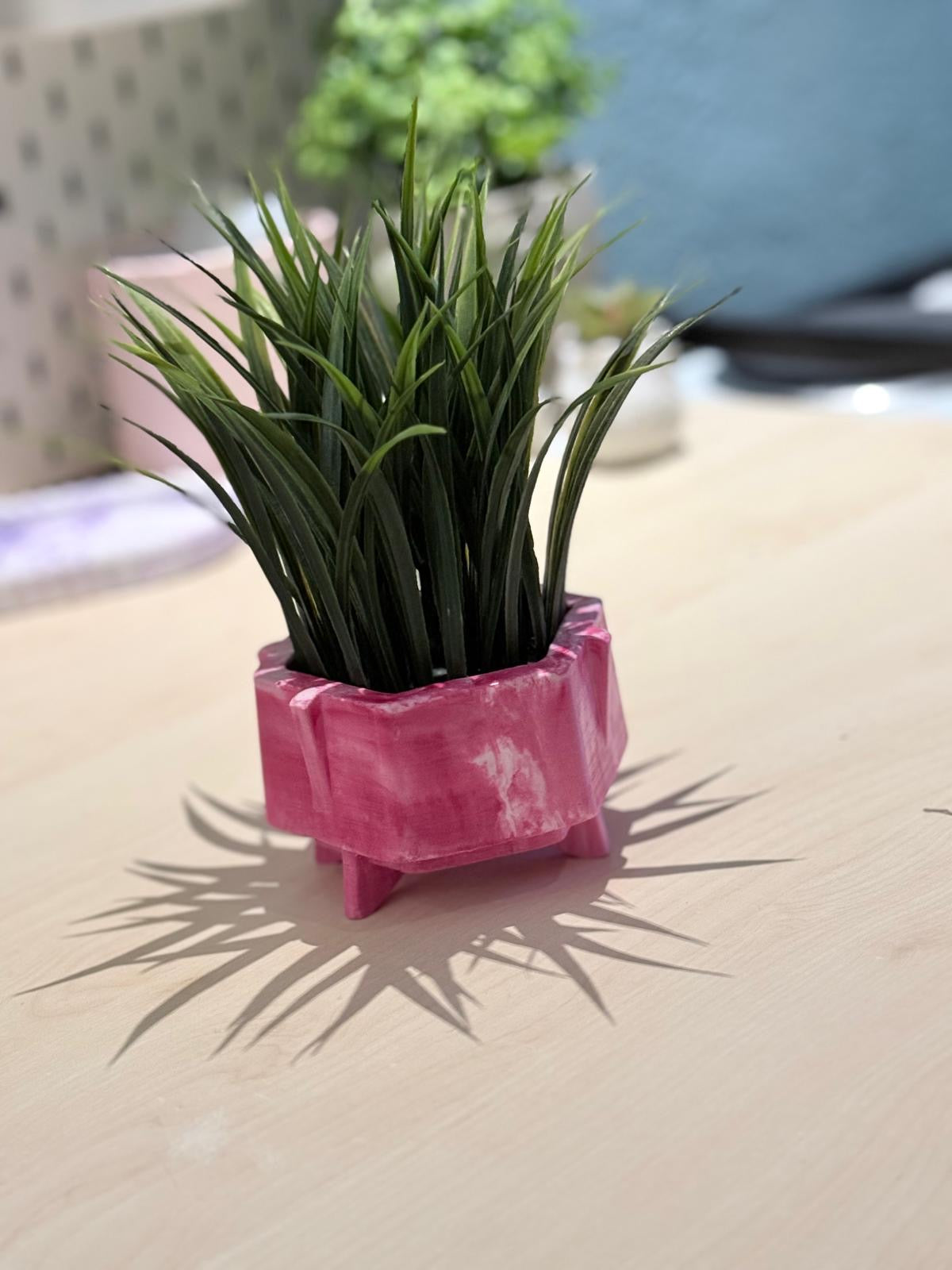 Macetero Hexagonal Rosa Pastel para Suculentas o Plantas Pequeñas