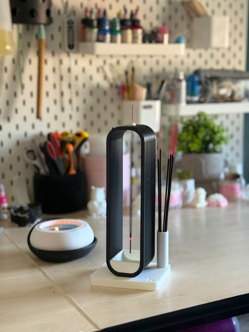 Porta Incienso Minimalista "Zenith" | Diseño Invertido con Recogecenizas