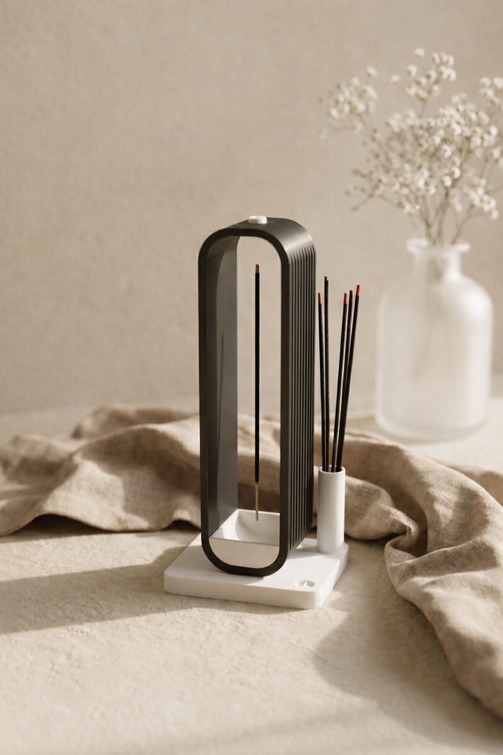 Porta Incienso Minimalista "Zenith" | Diseño Invertido con Recogecenizas